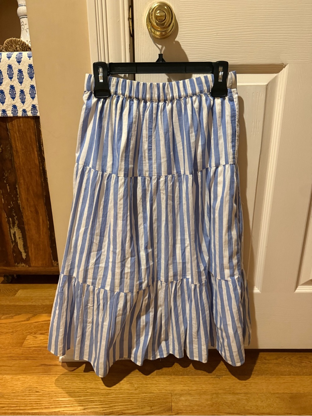 J. Crew Blue and White Striped Maxi Skirt